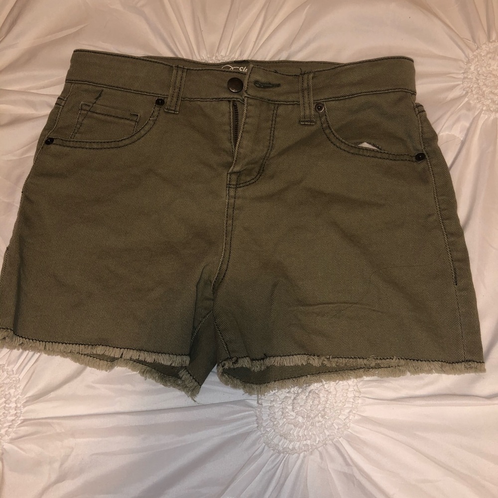 Art Class High Rise Army Green Denim Shorts